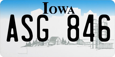 IA license plate ASG846