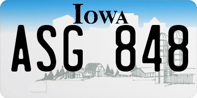 IA license plate ASG848