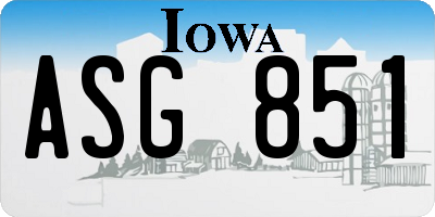 IA license plate ASG851