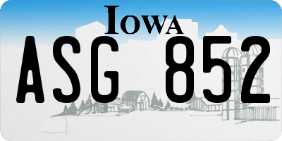 IA license plate ASG852