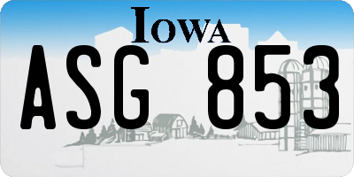 IA license plate ASG853