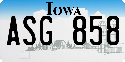 IA license plate ASG858