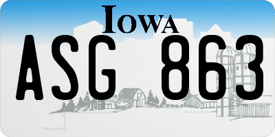 IA license plate ASG863