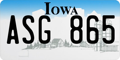 IA license plate ASG865