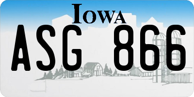 IA license plate ASG866