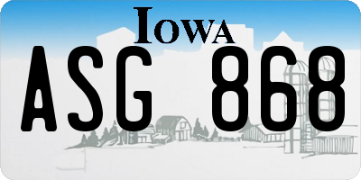 IA license plate ASG868