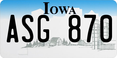 IA license plate ASG870