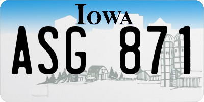 IA license plate ASG871