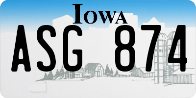 IA license plate ASG874
