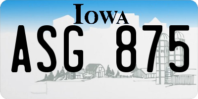 IA license plate ASG875