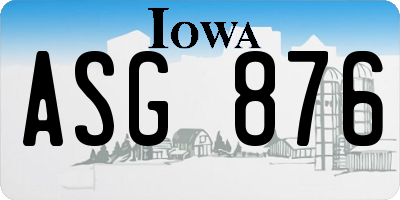 IA license plate ASG876