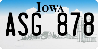 IA license plate ASG878