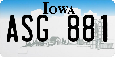 IA license plate ASG881