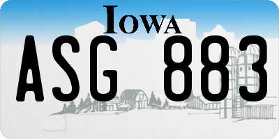 IA license plate ASG883