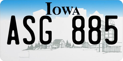 IA license plate ASG885