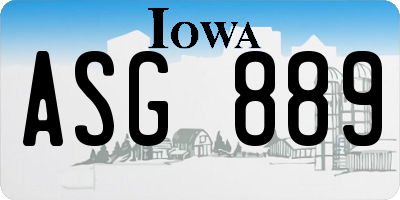 IA license plate ASG889