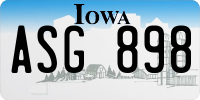 IA license plate ASG898