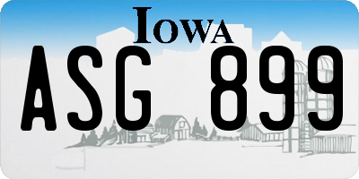 IA license plate ASG899