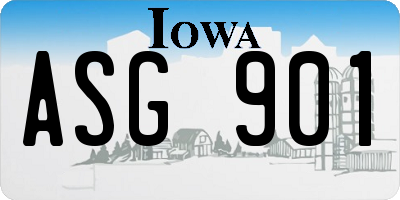 IA license plate ASG901