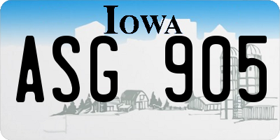 IA license plate ASG905