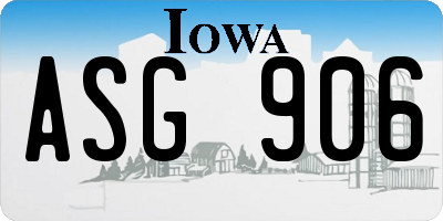 IA license plate ASG906