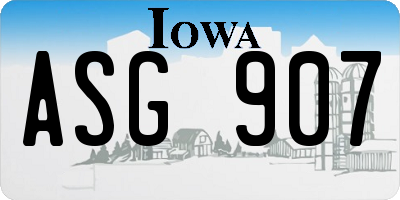 IA license plate ASG907