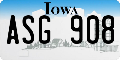 IA license plate ASG908