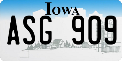 IA license plate ASG909