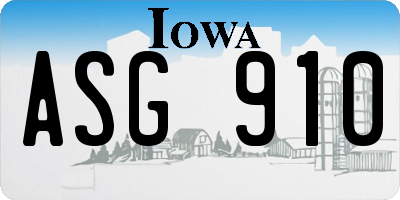 IA license plate ASG910