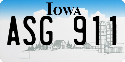 IA license plate ASG911