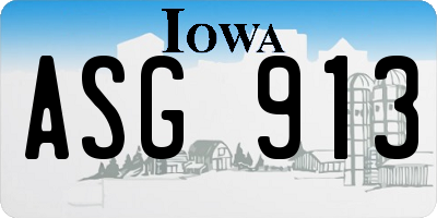 IA license plate ASG913