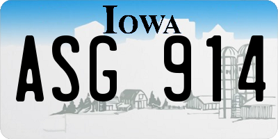 IA license plate ASG914