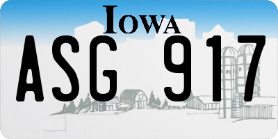 IA license plate ASG917