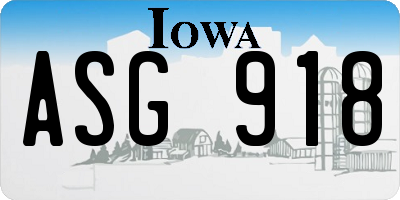 IA license plate ASG918