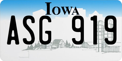 IA license plate ASG919