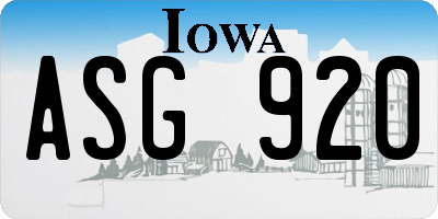 IA license plate ASG920