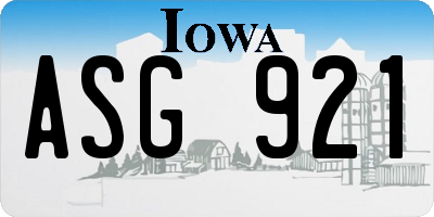 IA license plate ASG921