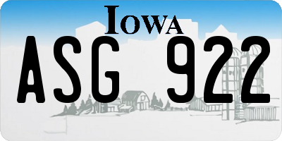 IA license plate ASG922