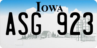 IA license plate ASG923