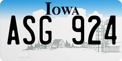 IA license plate ASG924