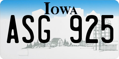 IA license plate ASG925