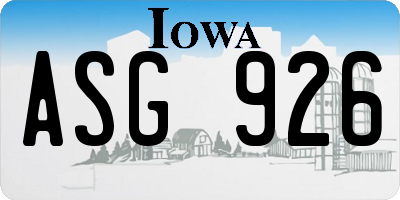 IA license plate ASG926