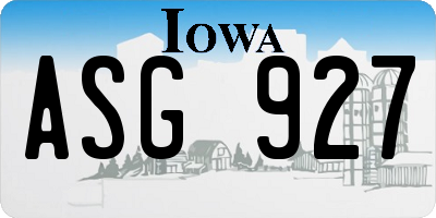 IA license plate ASG927