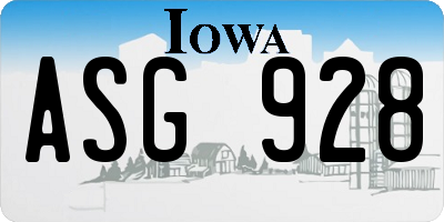 IA license plate ASG928