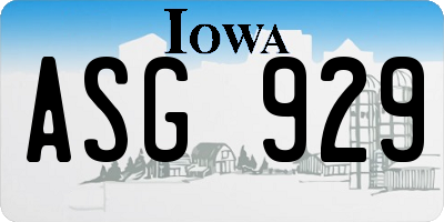IA license plate ASG929