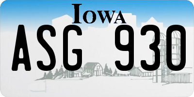 IA license plate ASG930