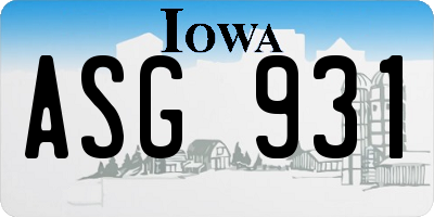 IA license plate ASG931