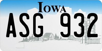 IA license plate ASG932