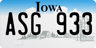 IA license plate ASG933
