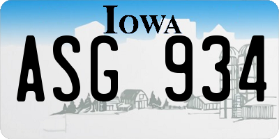 IA license plate ASG934